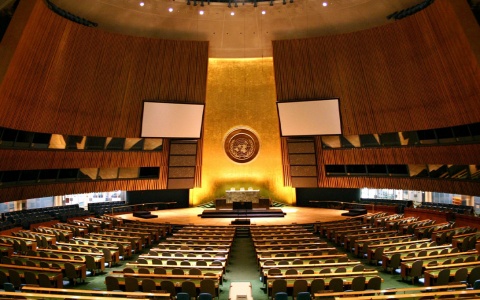 An empty UN General Assembly hall
