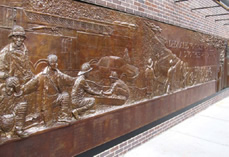 56-foot-long bronze memorial to the fallen firefighters of the FDNy, located across the street from ground zero.