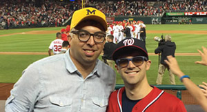 Pictured: Matt Ericson (right) enjoying a Washington National's baseball game with fellow MPP'16 Rasheed Malik (left).