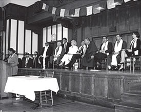 Susan Waltz with Nobel Prize Winners before signing 1997 International Code of Conduct on Arms Transfers.