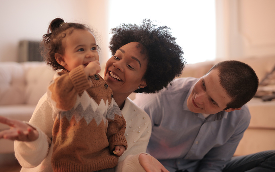 Young child with parents