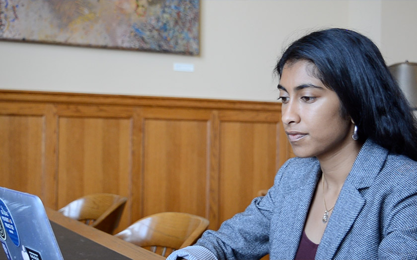 Student in reading room