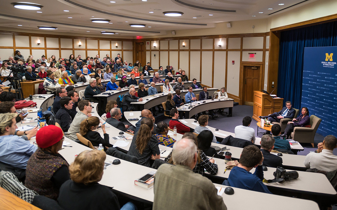 Ambassador Susan Rice and Michael Barr lead an event at the Ford School