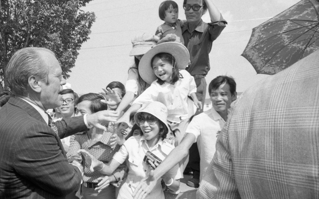 President Ford welcomes refugees at Fort Chaffee, Arkansas