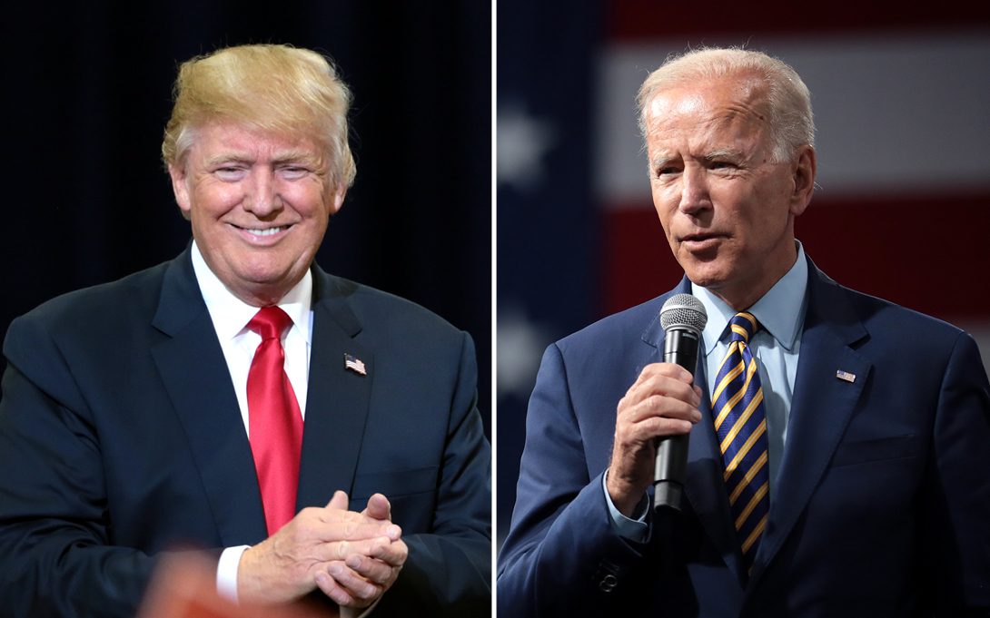 Side by side photos of Donald Trump and Joe Biden