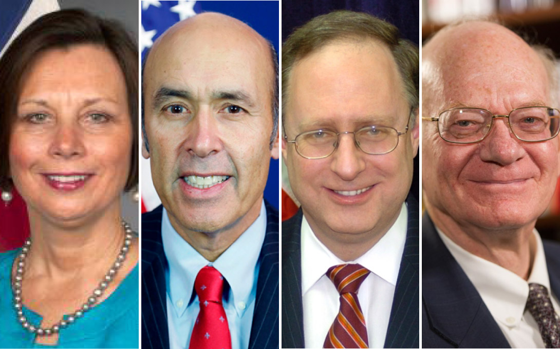 Headshots of Ambassador Dawn M. Liberi, Ambassador Hugo Llorens, Ambassador Alexander Vershbow, and Ambassador Ronald Neumann