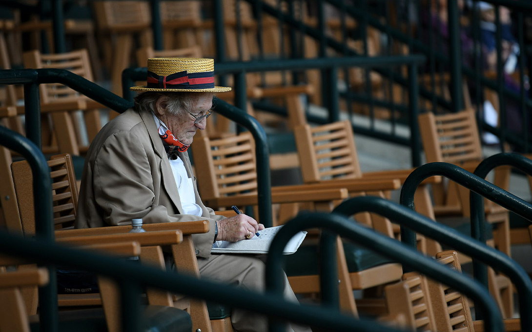 Ren Farley in the stands at Comerica Park