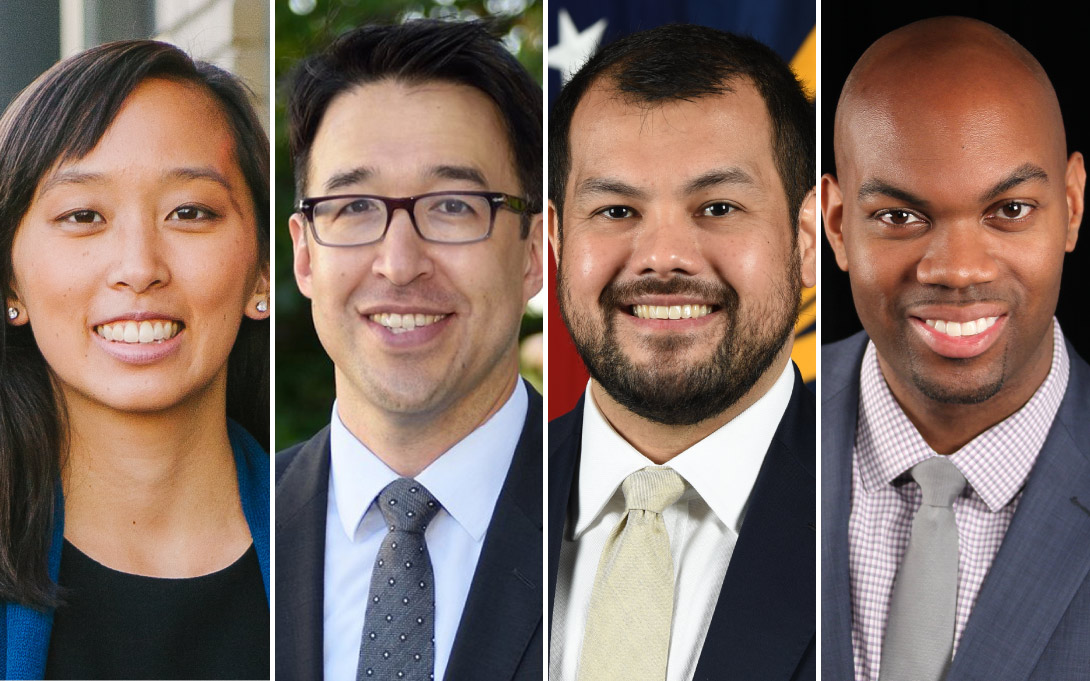 Headshots of Stephanie Chang, Jordan Matsudaira, Farouk Ophaso, and Evan Raleigh