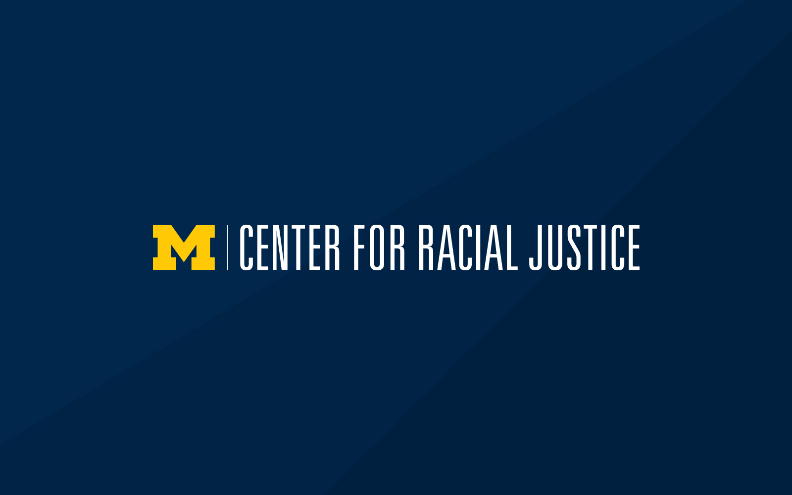 Center for Racial Justice informal logo in maize and white placed on a blue background