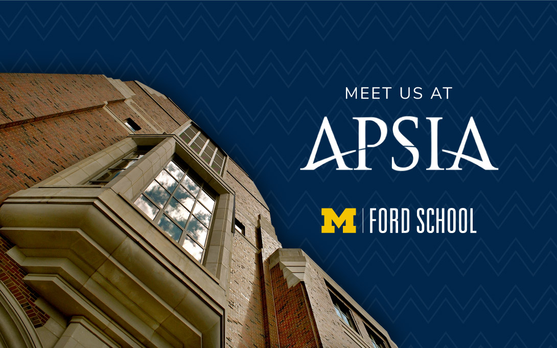 Picture of Weill Hall with Ford School and APSIA logos