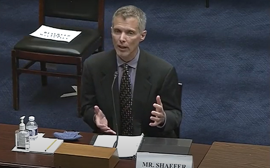 Photo of Luke Shaefer testifying before the U.S. House Select Subcommittee on the Coronavirus Crisis