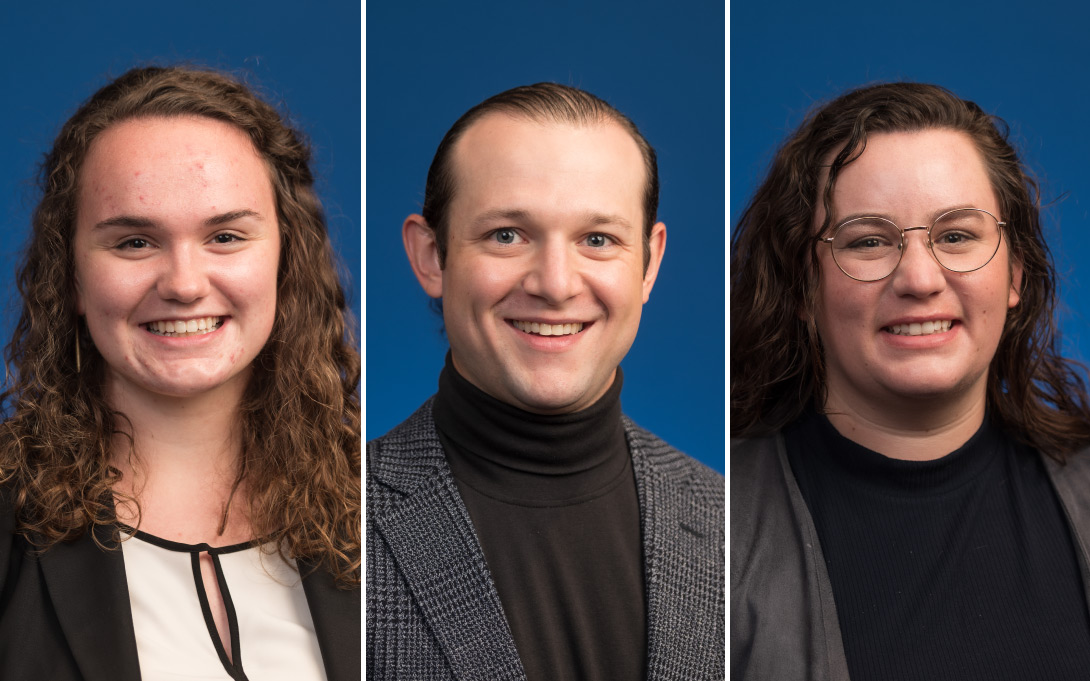 Headshots of Kristina Curtiss, Adam Flood, and Clare Knutson