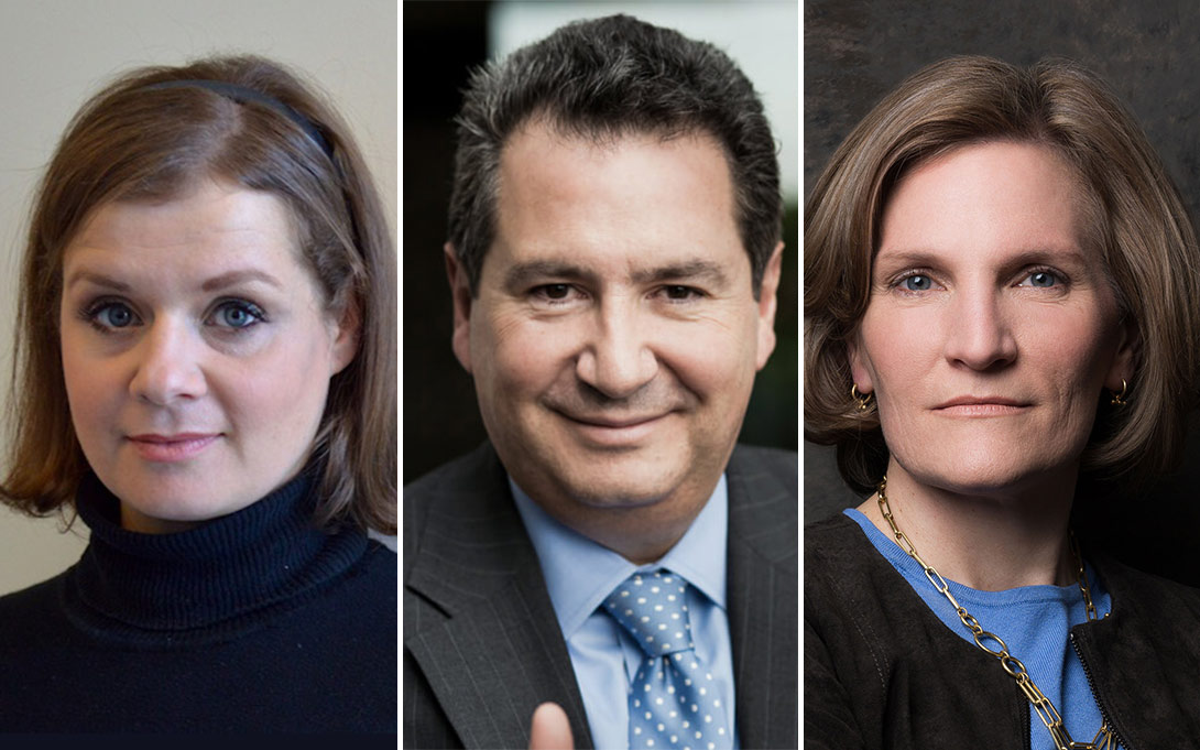 Headshots of Dr. Stephanie Carvin, Dr. Leonardo Curzio Gutiérrez, and Dr. Cynthia Miller-Idriss of American University.