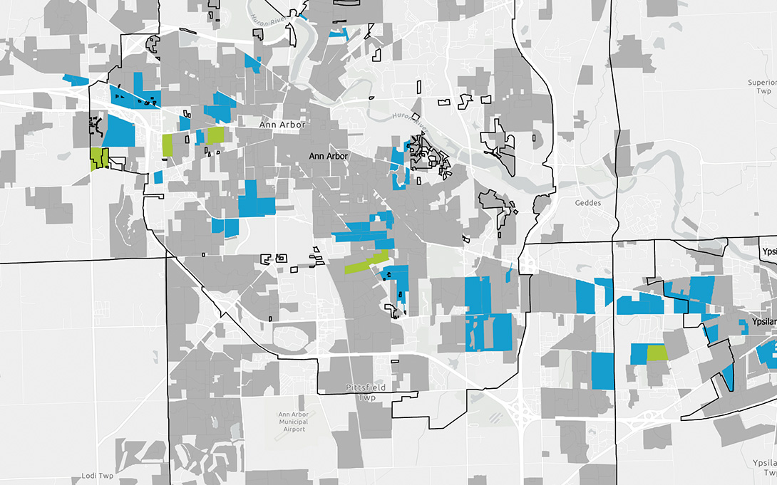 Map of racial housing covenants in Washtenaw County as of Feb 2022