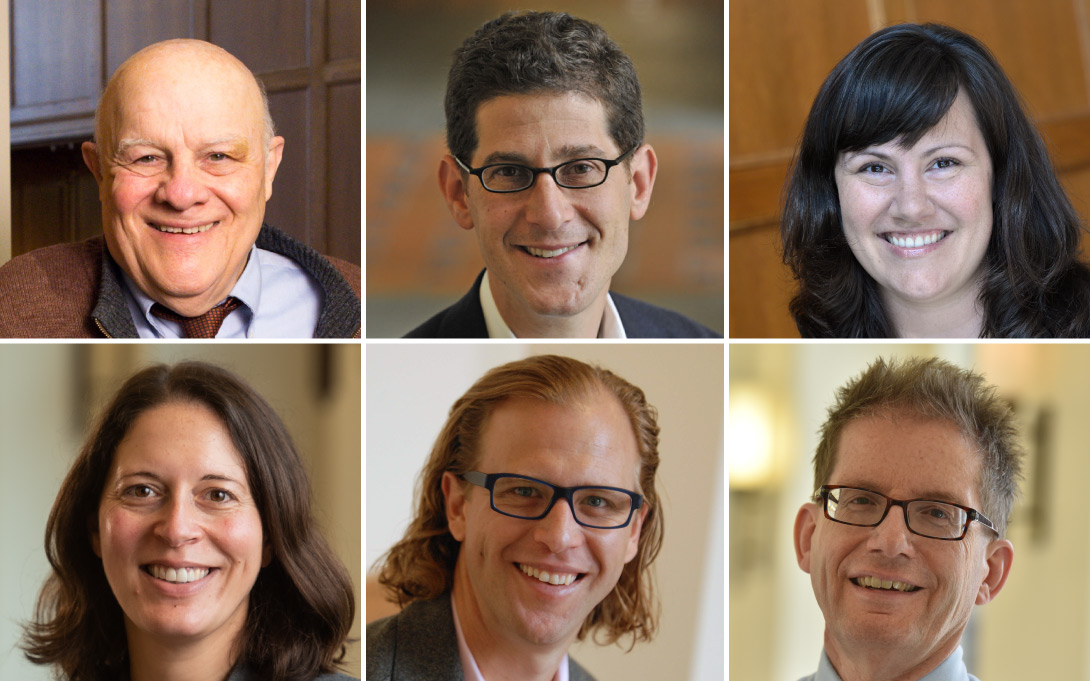 Headshots of Melvyn Levitsky, Brian Jacob, Natasha Pilkauskas, Katherine Michelmore, Justin Wolfers, and Barry Rae