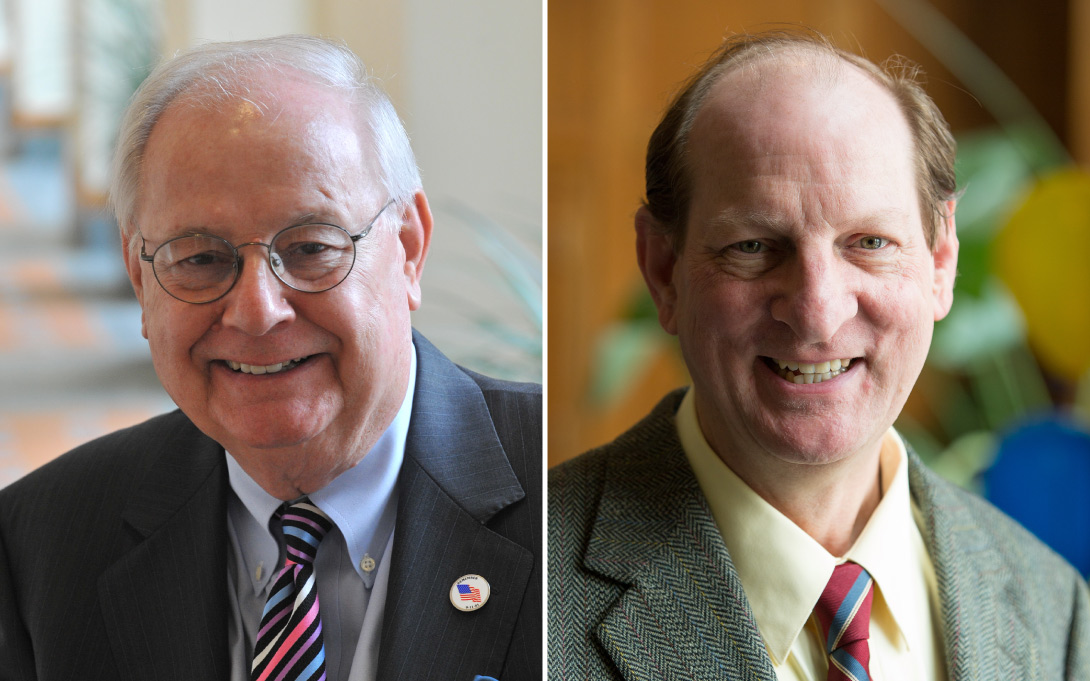 Headshots of John "Joe" Schwarz and Gerald "Rusty" Hills