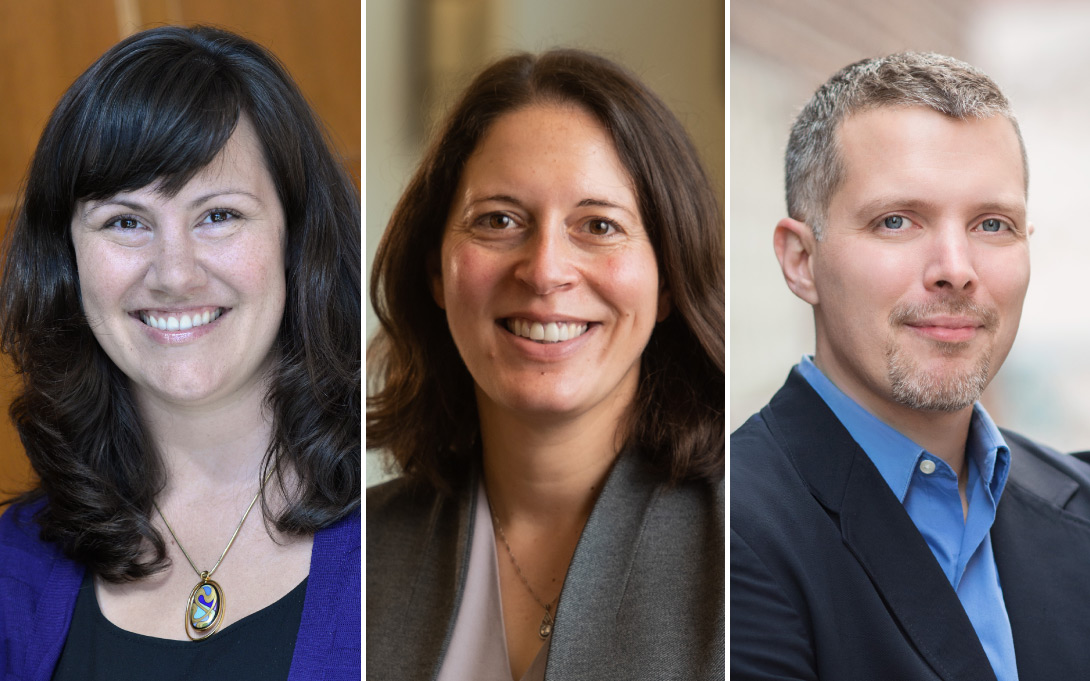 Professors Pilkauskas, Michelmore and Shaefer pose for headshots