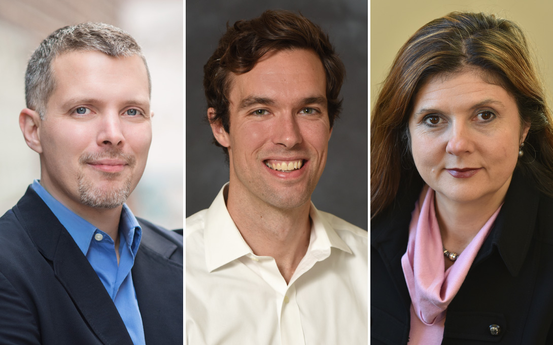 Headshots of Luke Shaefer, Patrick Cooney, and Betsey Stevenson