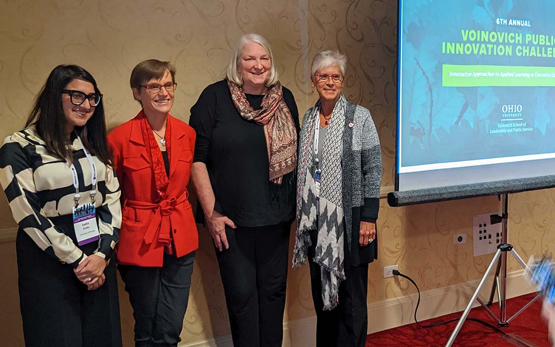 Representatives from the Sanford School of Public Policy, O'Neill School of Public and Environmental Affairs, Ford School of Public Policy, and the Harris School of Public Policy present at the 6th annual Voinovich Public Innovation Challenge at the 2022 NASPAA conference.