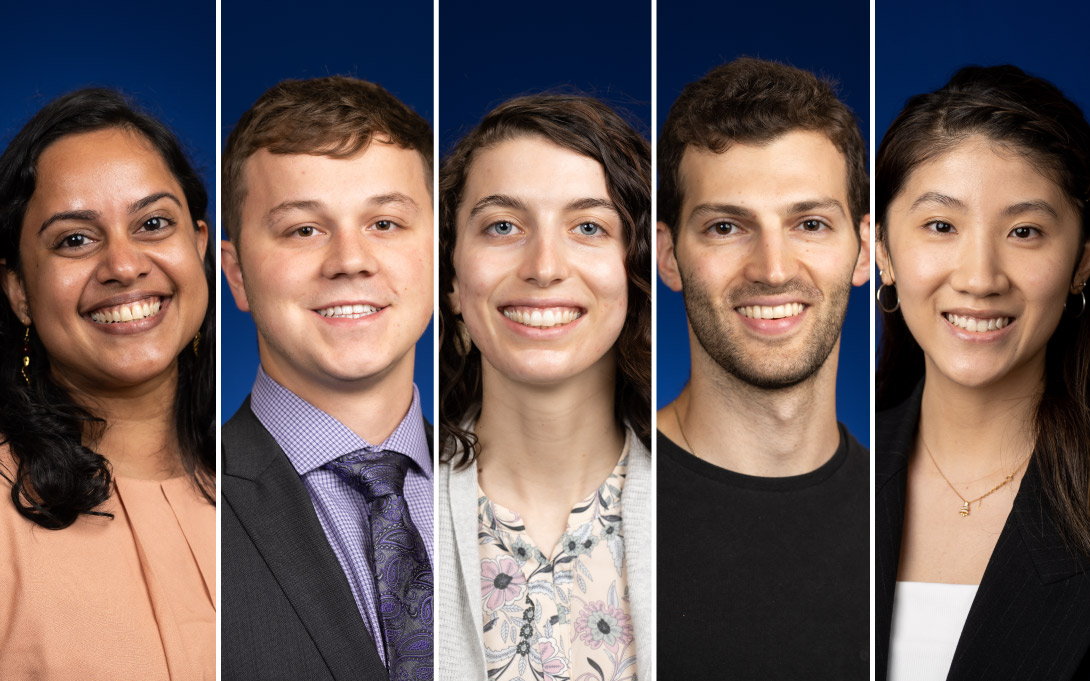 Dow Fellows Riya Cherian, Charles Collins, Audrey Dombro, Jared Mandelbaum, and Yuer Wang