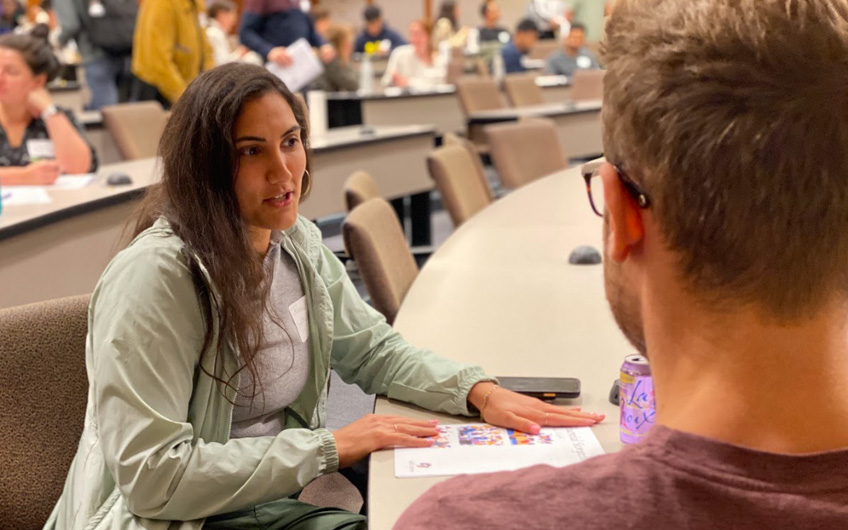 Students breakout discussion during Story Lab