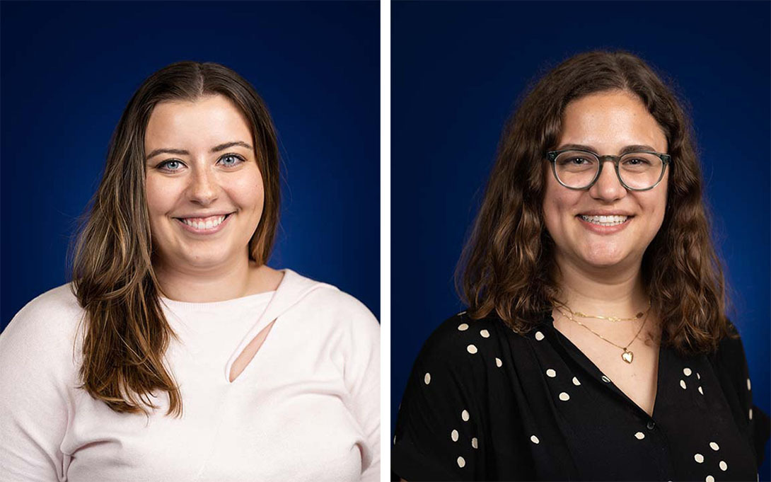 Portraits of Ally Stavros (left) and Elizabeth Gelman (right)