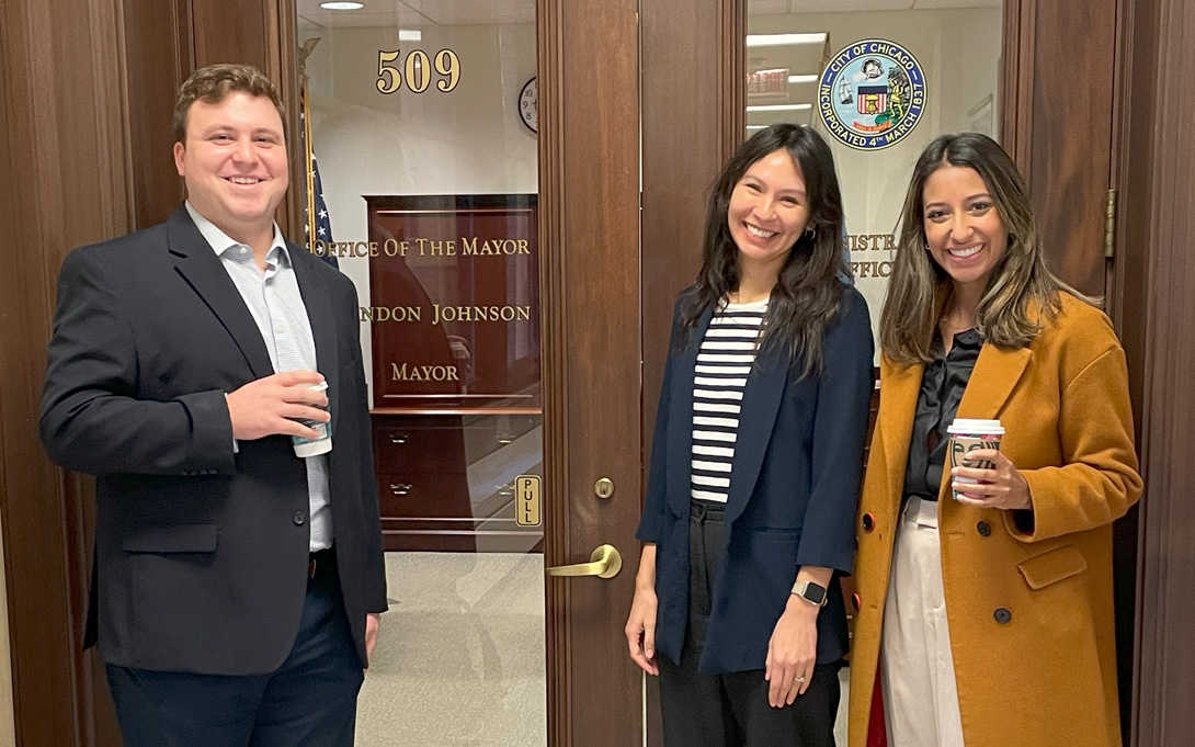 Photo of Amy Beck Harris and colleagues at Chicago City Hall