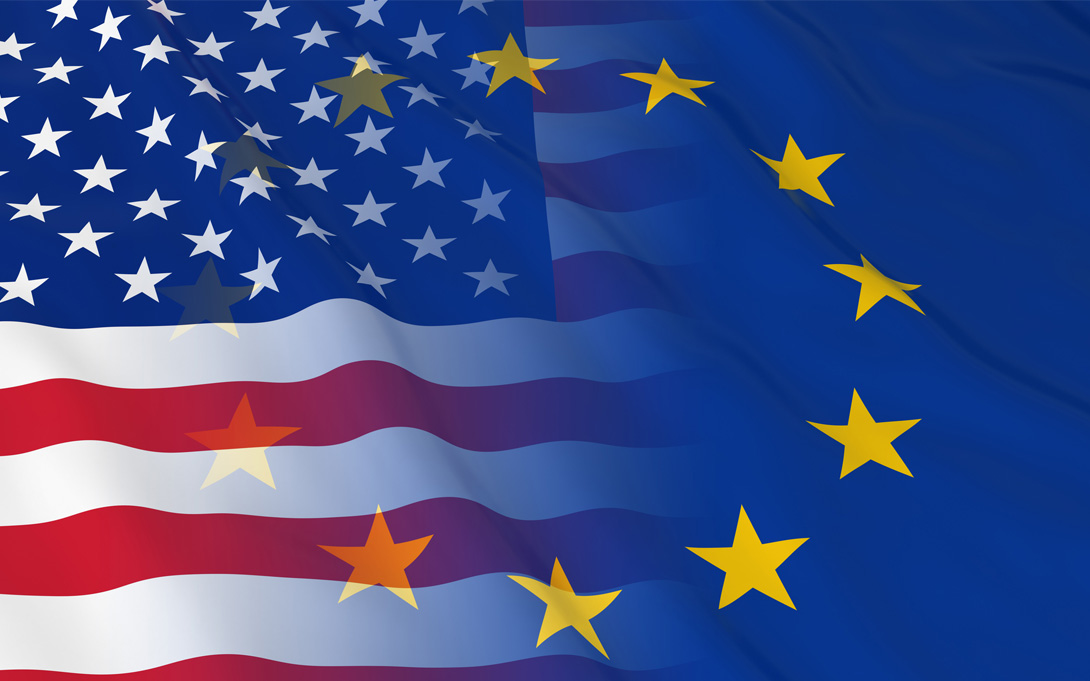 Illustration of US and EU flags combined