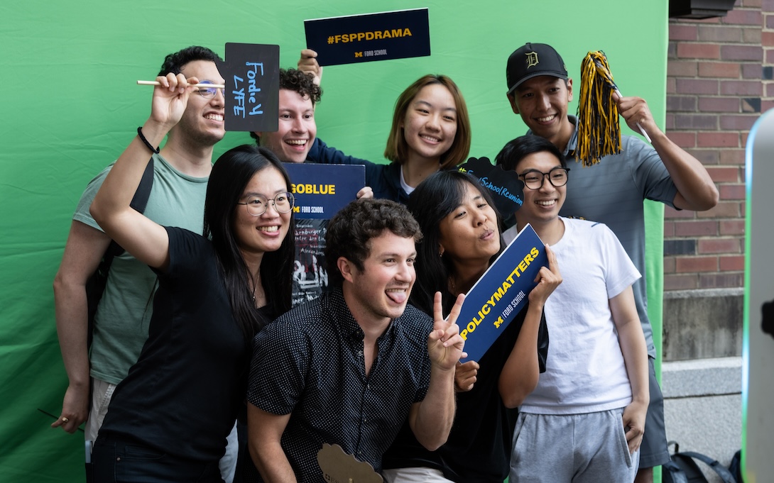 Ford School students smiling and posing for a photo