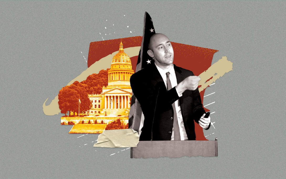 Collage of Ben Eikey with West Virginia’s State Capitol building