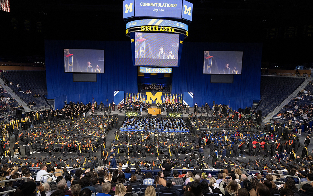 Photo of Winter 2025 Graduates in the Crisler Arena
