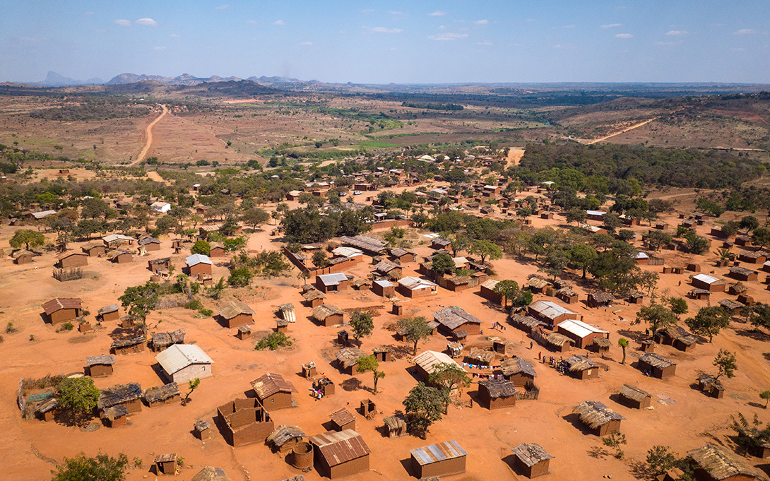 Aeriel view of a village in Mali