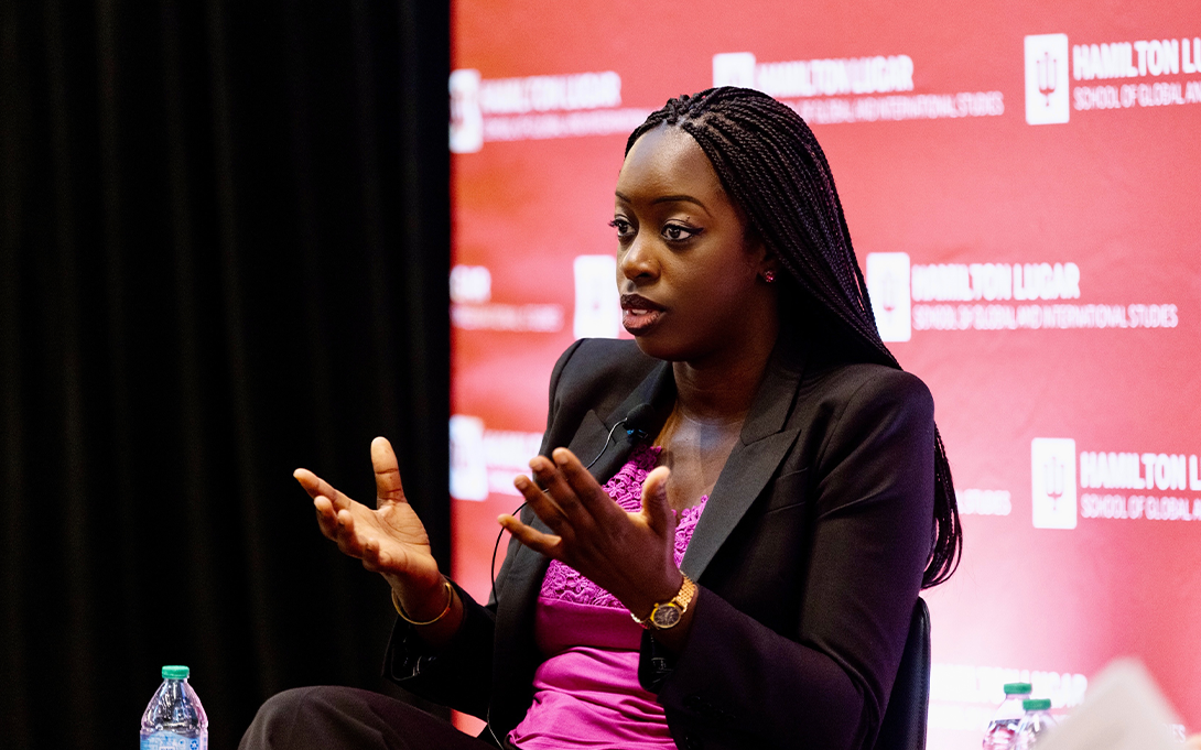 A person speaking at an event