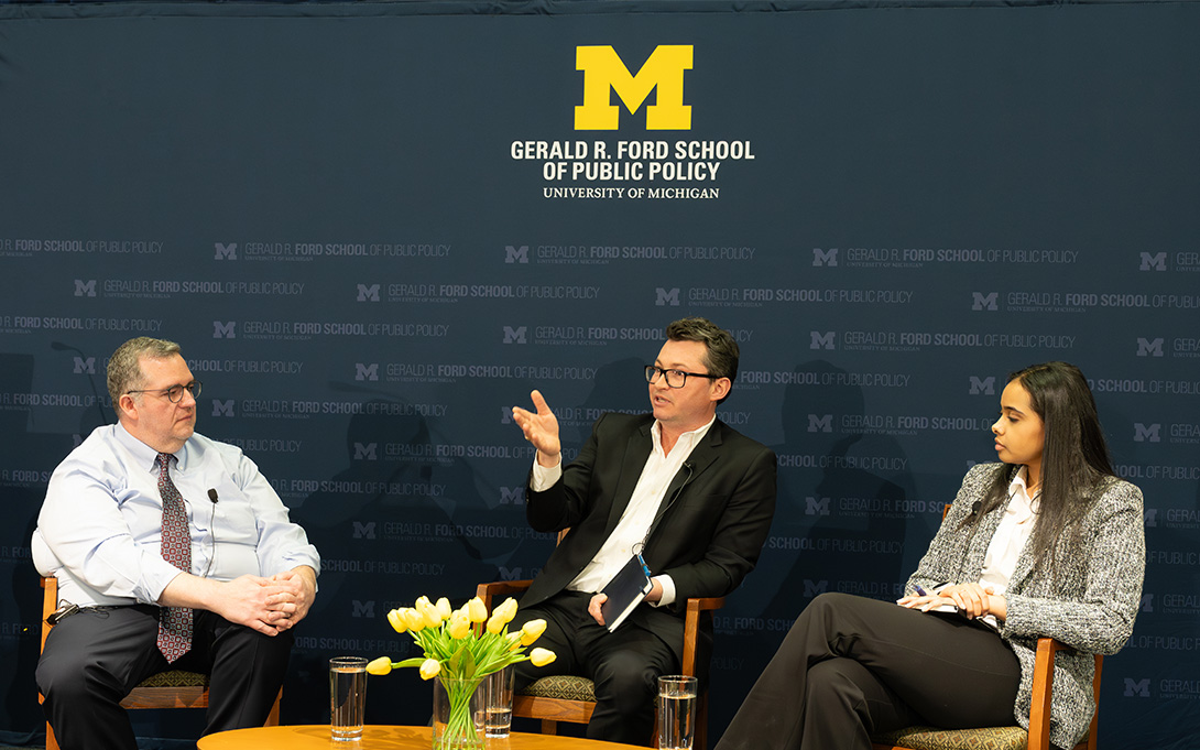 Patrick Carter, Rob Wilcox, and Jadden Kirchoff in discussion