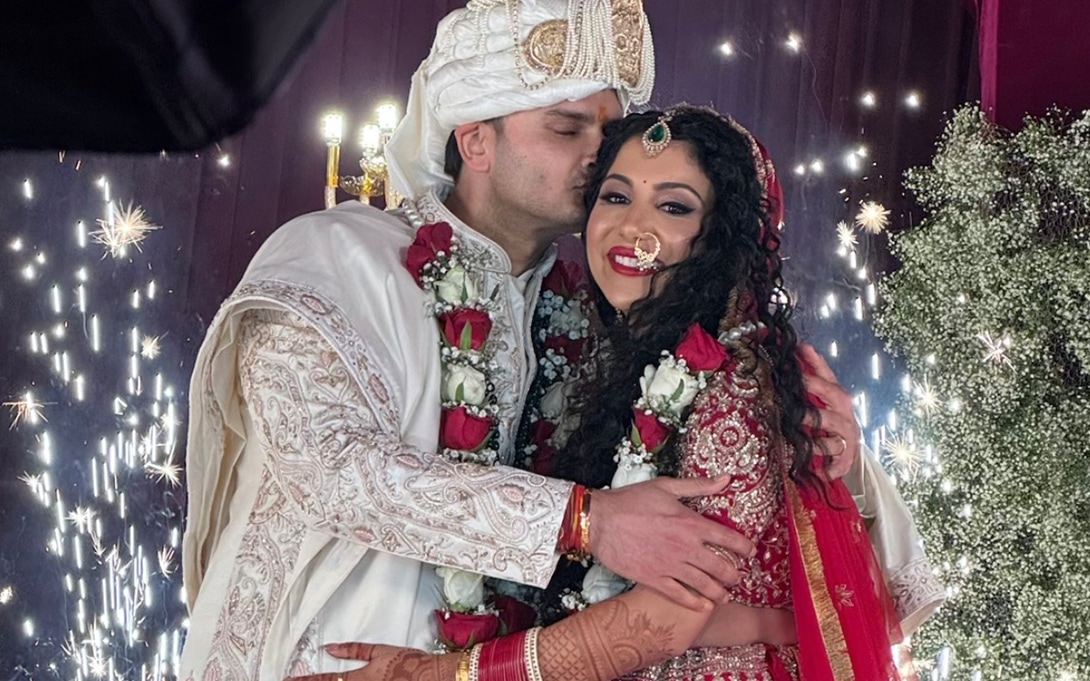 Neetu Singh and spouse at a marriage ceremony