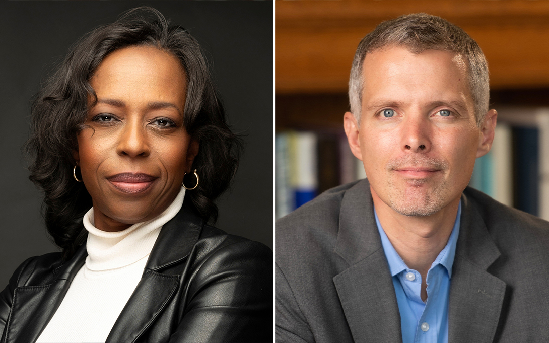 Portraits of Nicole Sherard-Freeman and Luke Shaefer.