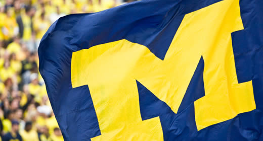 Photo of U-M flag at Michigan Stadium