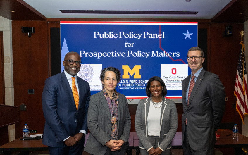 Dean Celeste Watkins-Hayes at Public Policy Panel with other deans