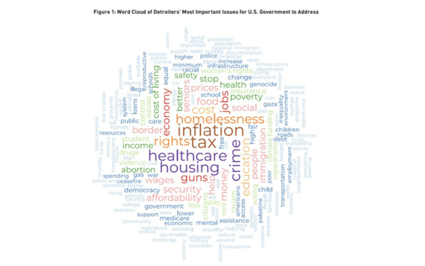 Word cloud with issues most important to Detroiters