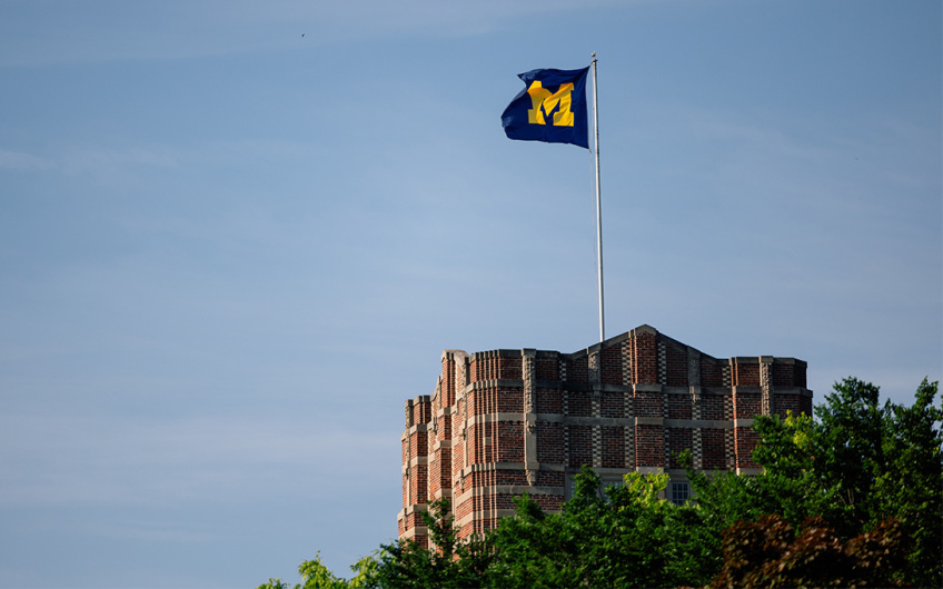 U-M flag at Michigan Union