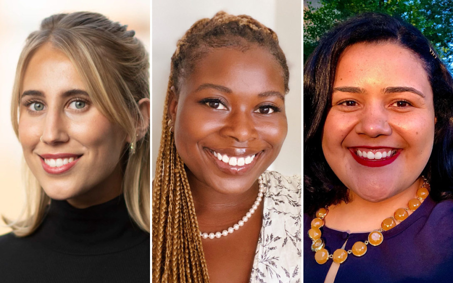 Headshots of Emma Jabour, Terri N. O'Neal, and Olivia Vaden