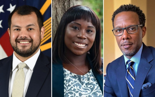 Headshots of Farouk Ophaso, Kenita Williams, and David C. Wilson