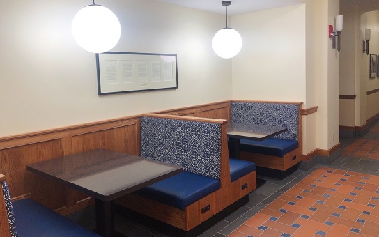 Informal seating in the first floor of Weill Hall
