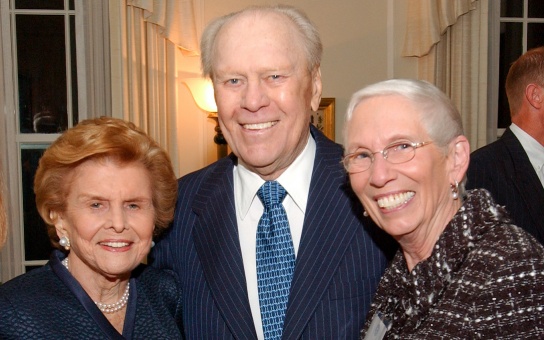 Photo of Betty Ford, Former President Gerald R. Ford, and Ranny Riecker at the Weill Hall site dedication 