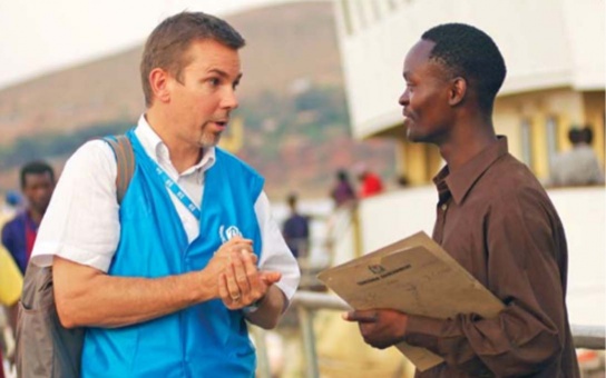 Corliss at UN Refugee Camp