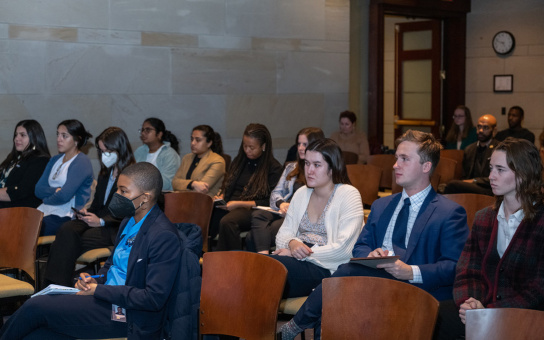 Photo of an audience in the North Congressional Meeting Room at the U.S. Capitol