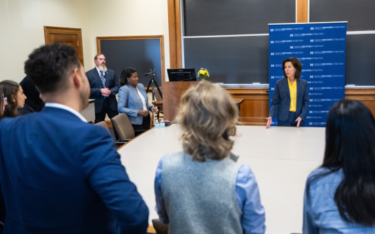 Gina Raimondo and students