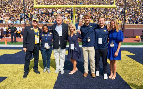 Group photo on the Michigan football field