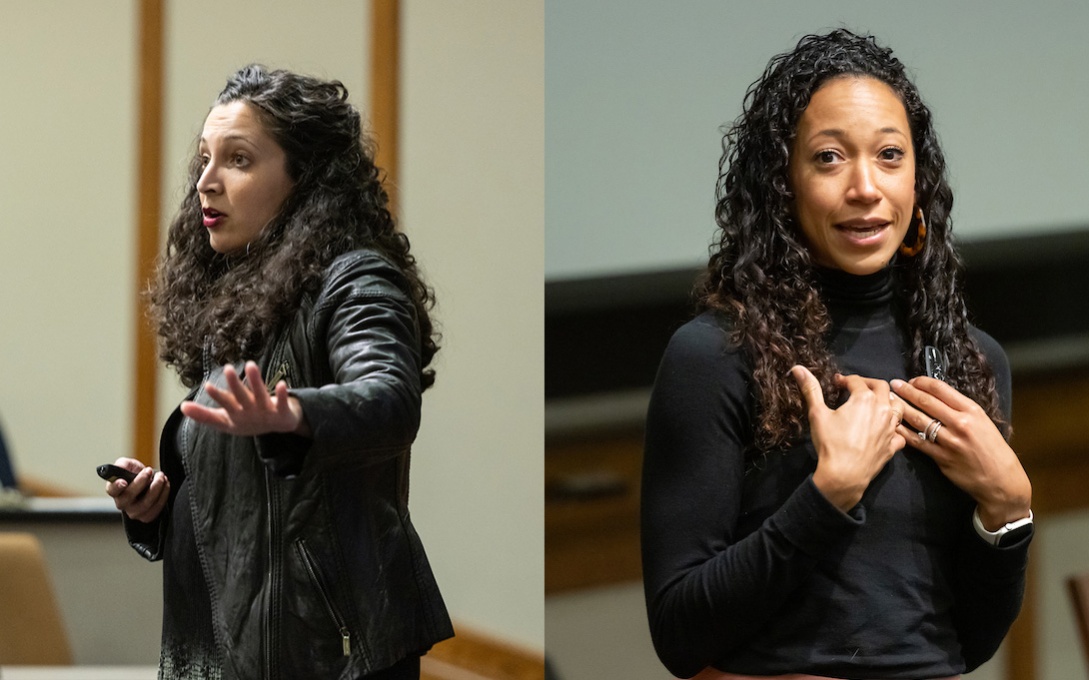 Nikita Brar (left) and Gabrielle Wyatt (right) speak on their activism experience.