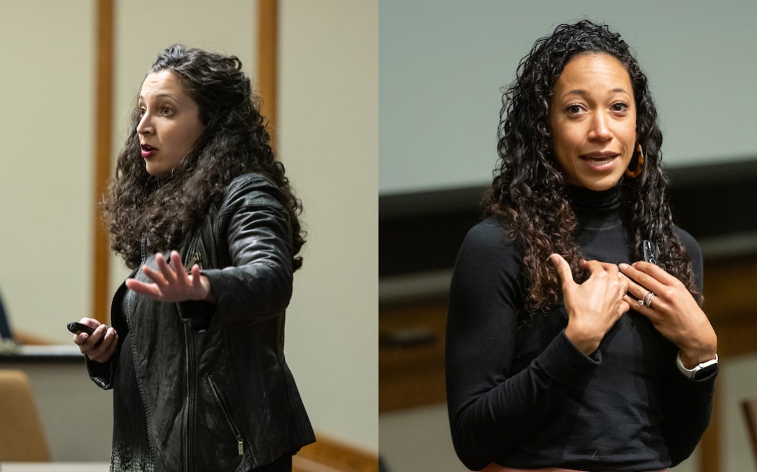 Nikita Brar (left) and Gabrielle Wyatt (right) speak on their activism experience. 